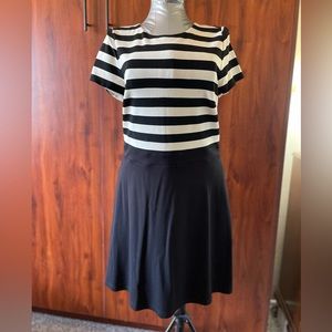Loft - black/ivory striped knit dress